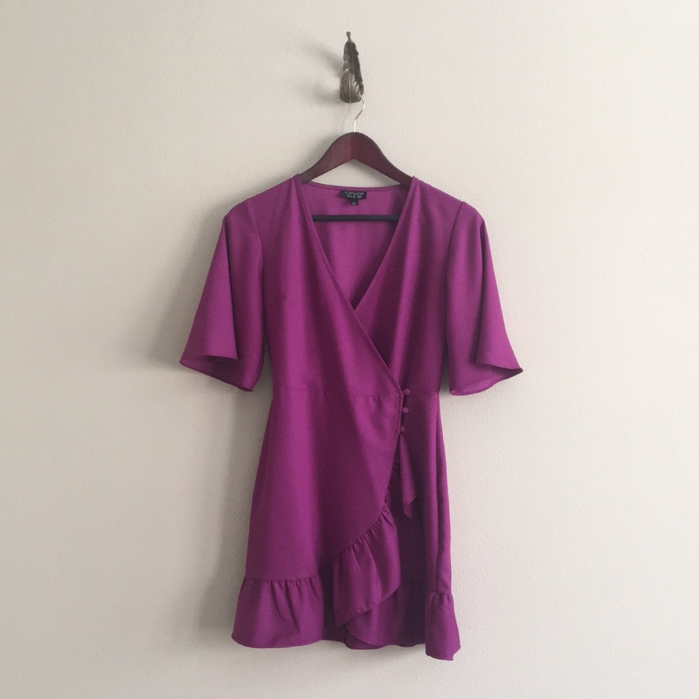 Topshop wrap dress with button detail.